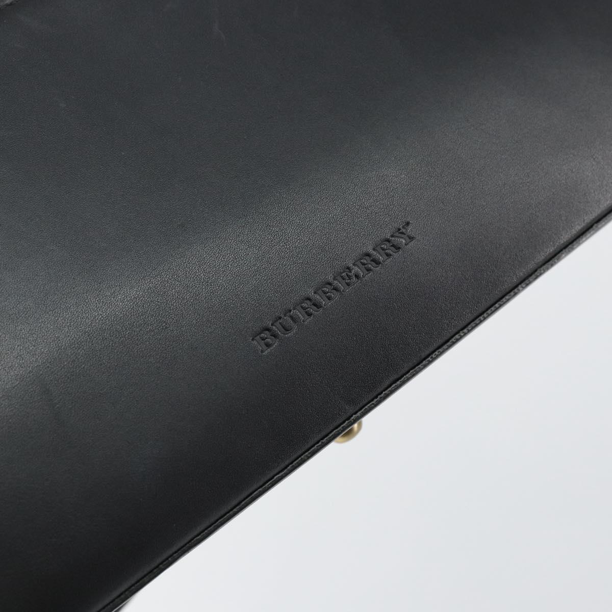 BURBERRY Shoulder Bag Leather Black Gold Auth ep11428