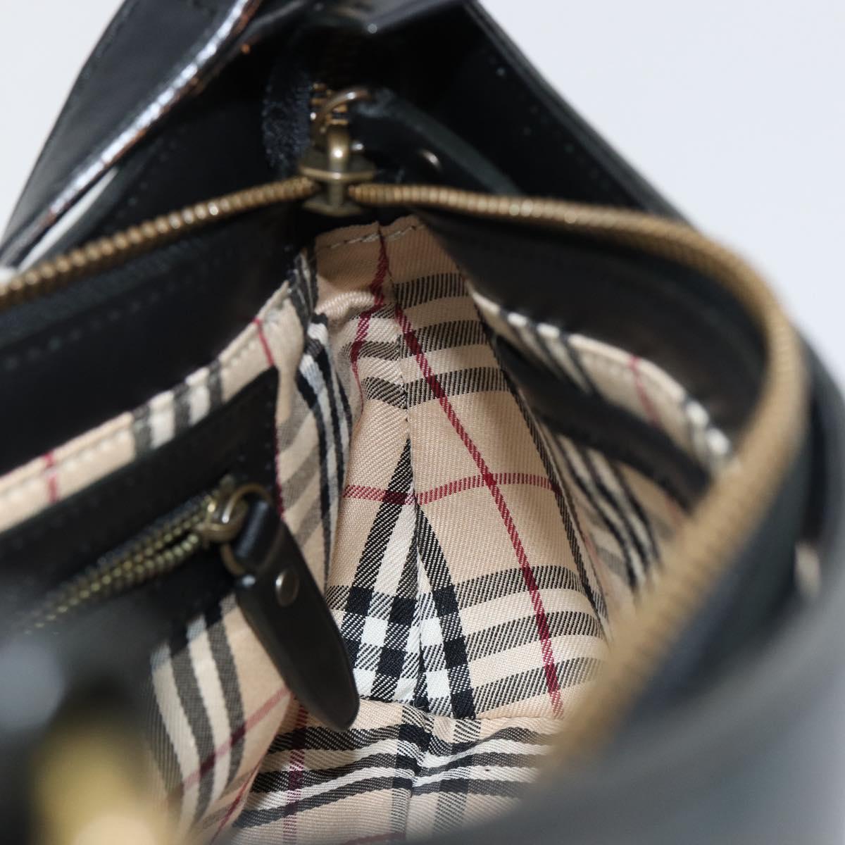 BURBERRY Shoulder Bag Leather Black Gold Auth ep11428