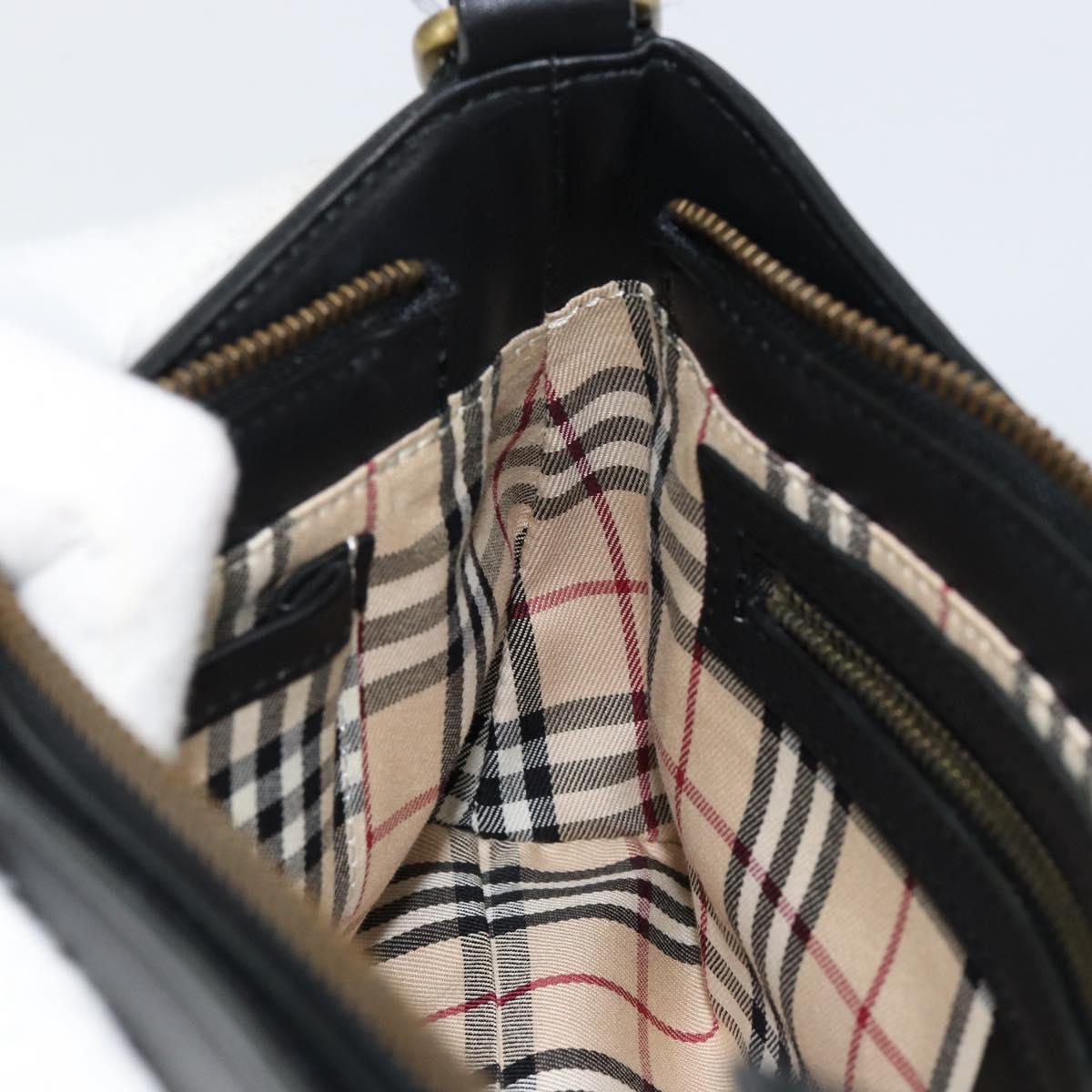 BURBERRY Shoulder Bag Leather Black Gold Auth ep11428