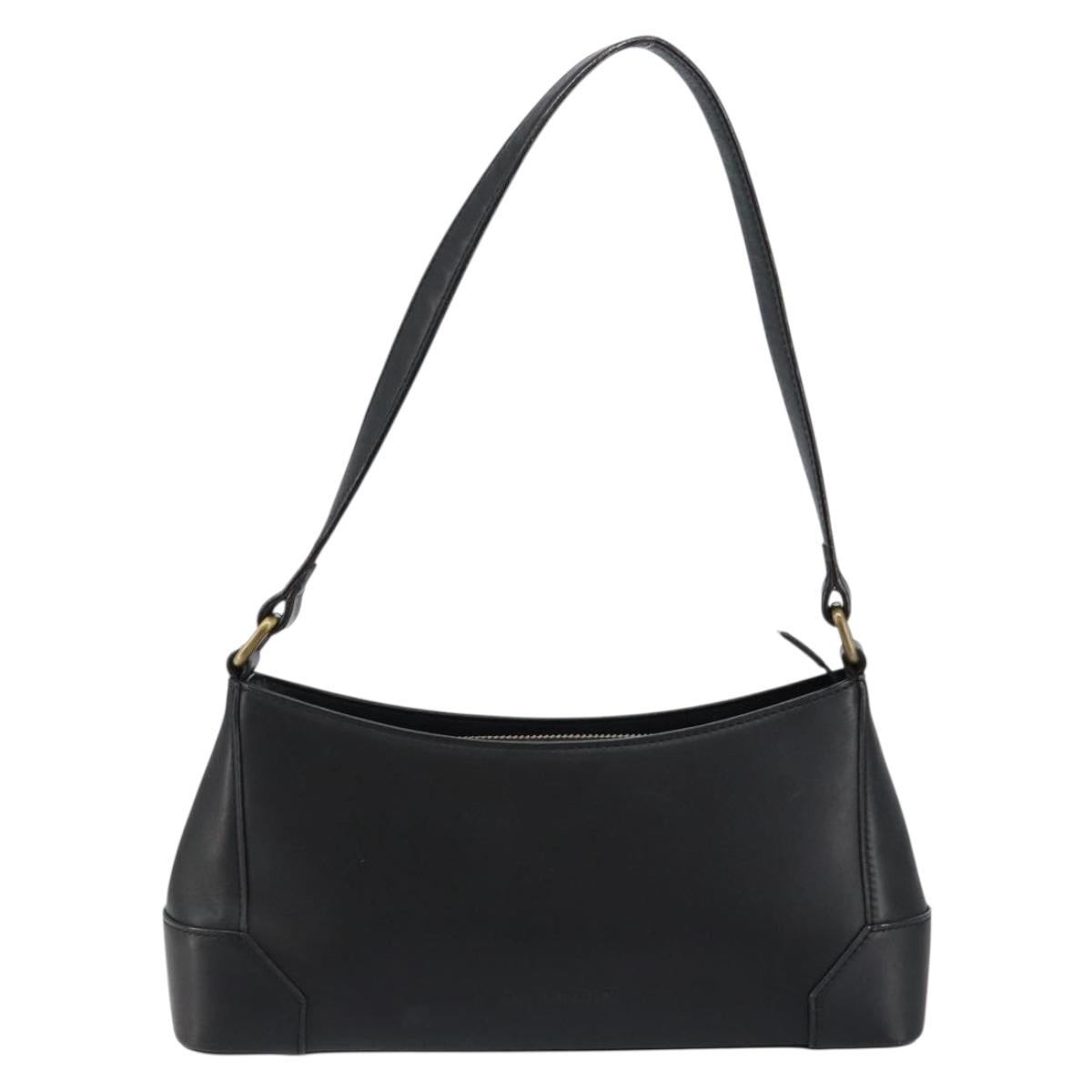 BURBERRY Shoulder Bag Leather Black Gold Auth ep11428