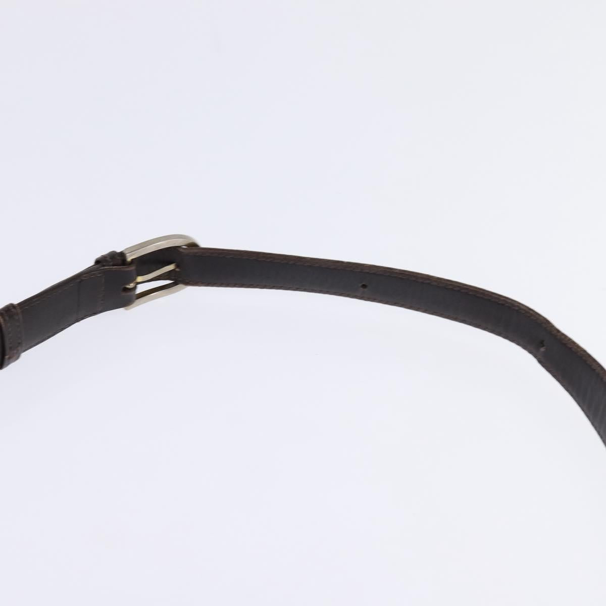 GUCCI Web Sherry Line Shoulder Bag Leather Dark Brown Gold Red Auth ep11429