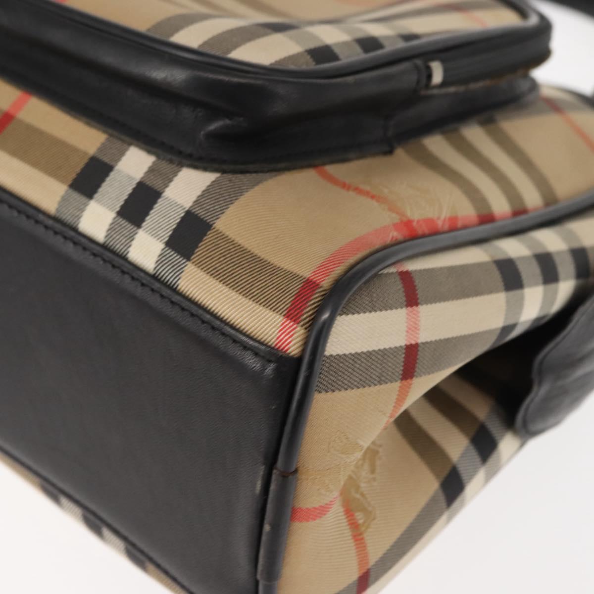 Burberrys Nova Check Hand Bag Canvas Beige Auth ep11431