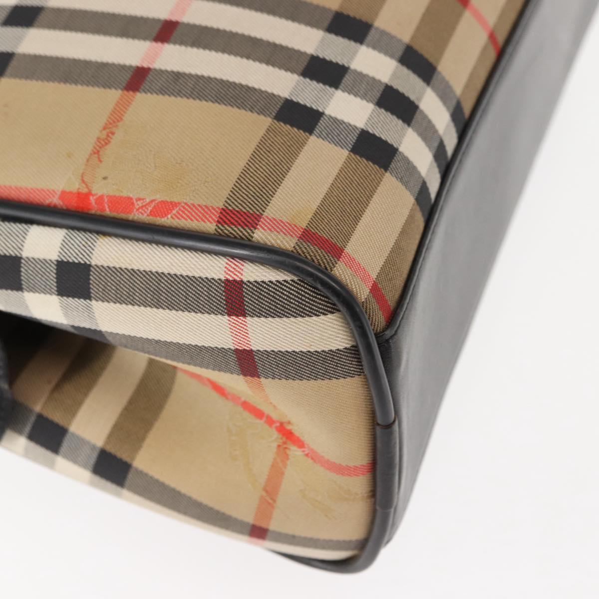 Burberrys Nova Check Hand Bag Canvas Beige Auth ep11431