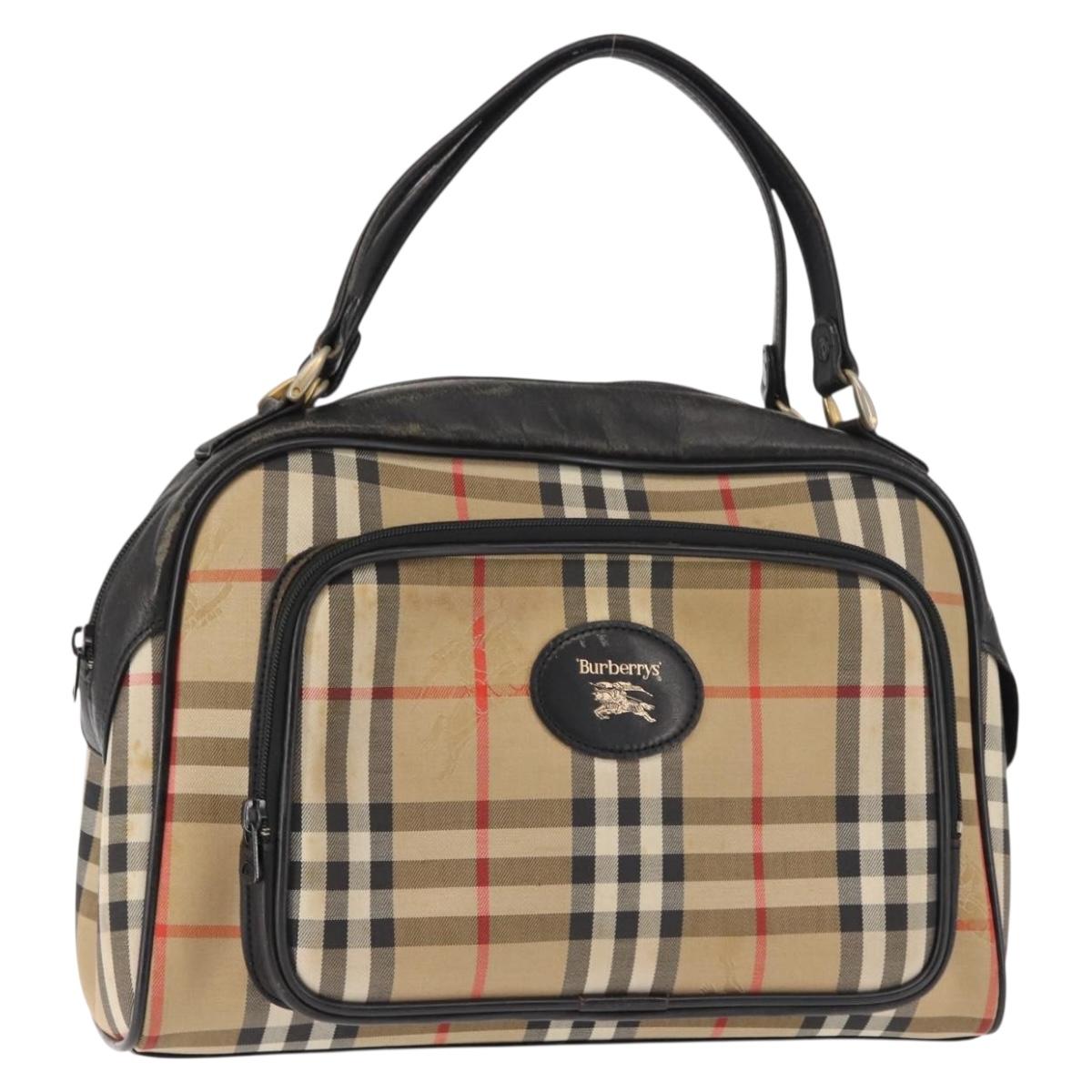 Burberrys Nova Check Hand Bag Canvas Beige Auth ep11431