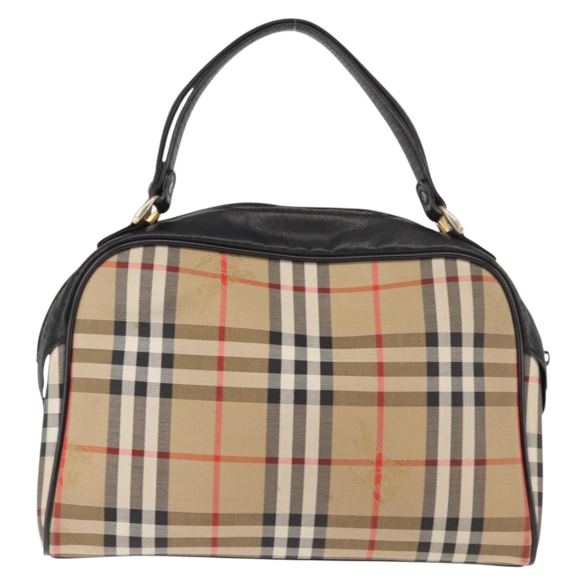 Burberrys Nova Check Hand Bag Canvas Beige Auth ep11431