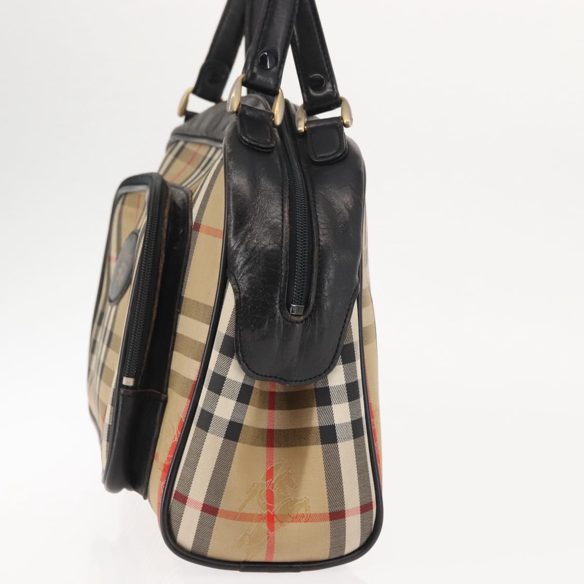 Burberrys Nova Check Hand Bag Canvas Beige Auth ep11431