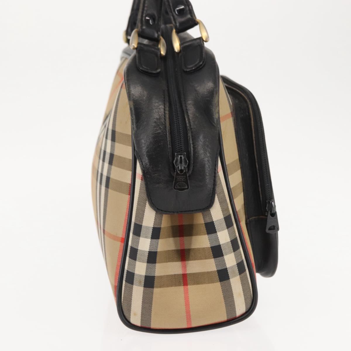 Burberrys Nova Check Hand Bag Canvas Beige Auth ep11431