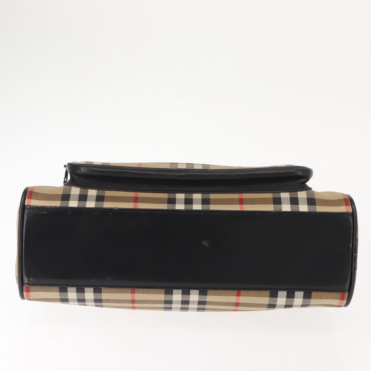 Burberrys Nova Check Hand Bag Canvas Beige Auth ep11431