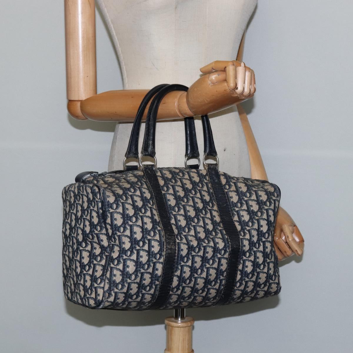 Christian Dior Trotter Canvas Boston Bag Navy Auth ep11436