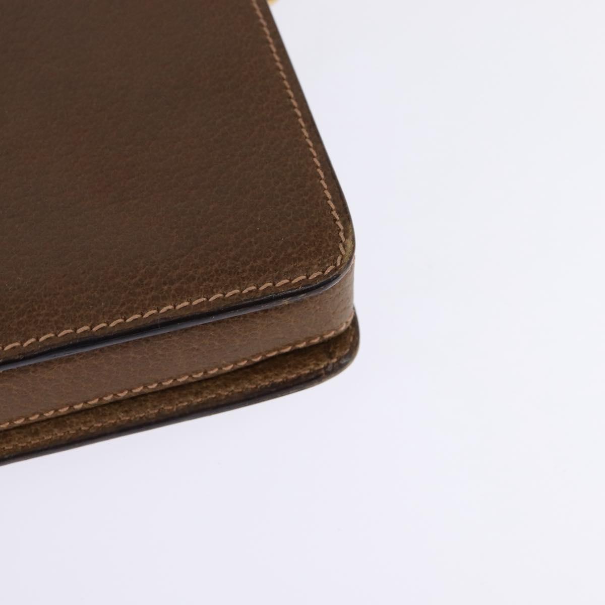 GUCCI Shoulder Bag Leather Gold Brown Auth ep11437