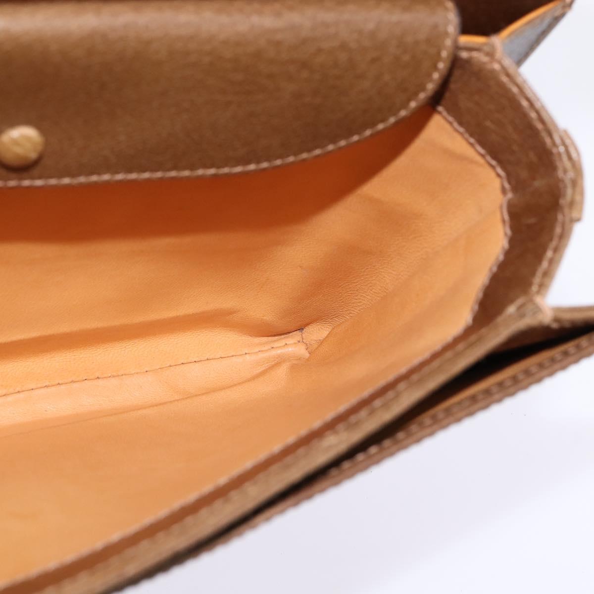 GUCCI Shoulder Bag Leather Gold Brown Auth ep11437