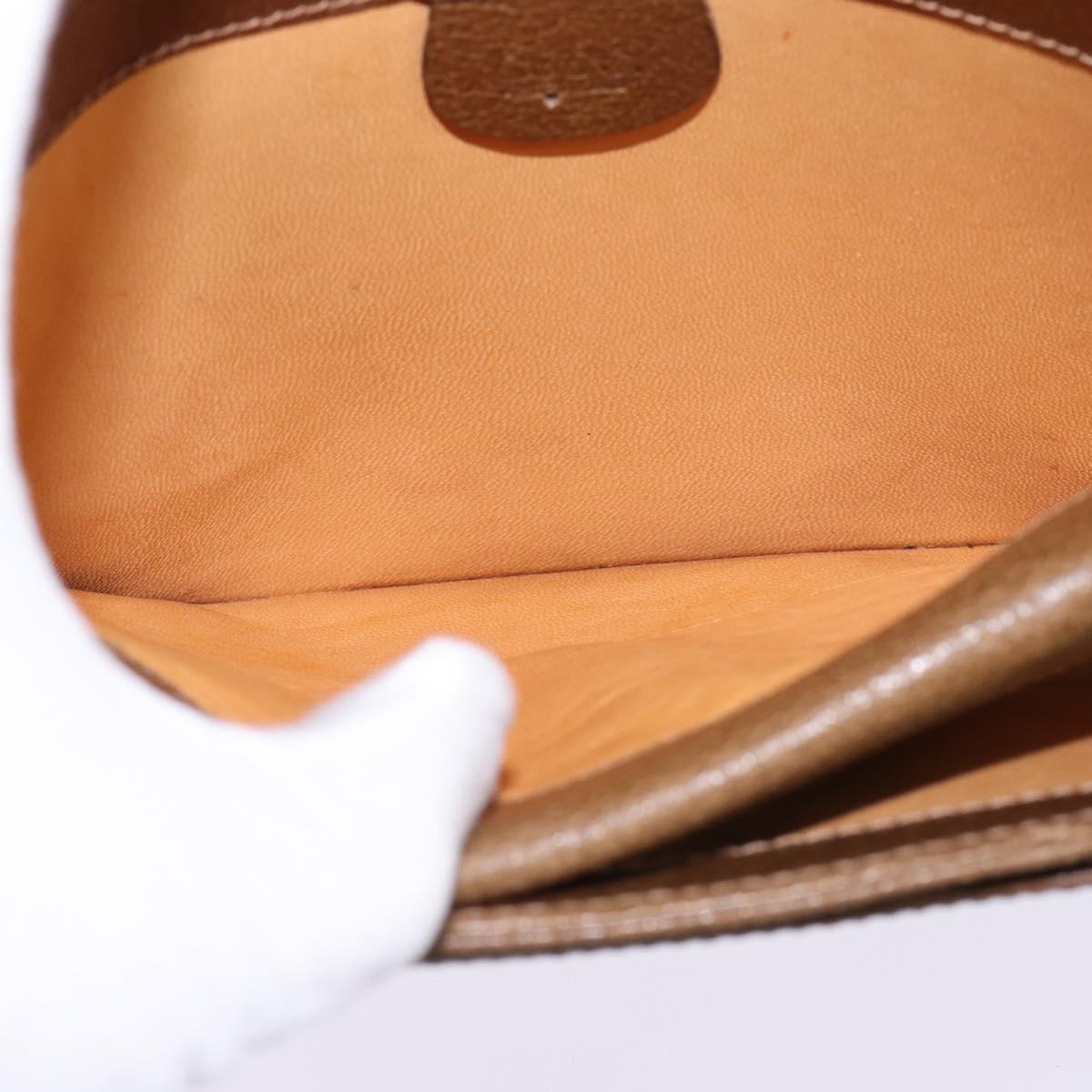 GUCCI Shoulder Bag Leather Gold Brown Auth ep11437