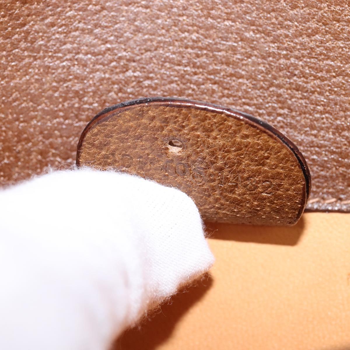 GUCCI Shoulder Bag Leather Gold Brown Auth ep11437