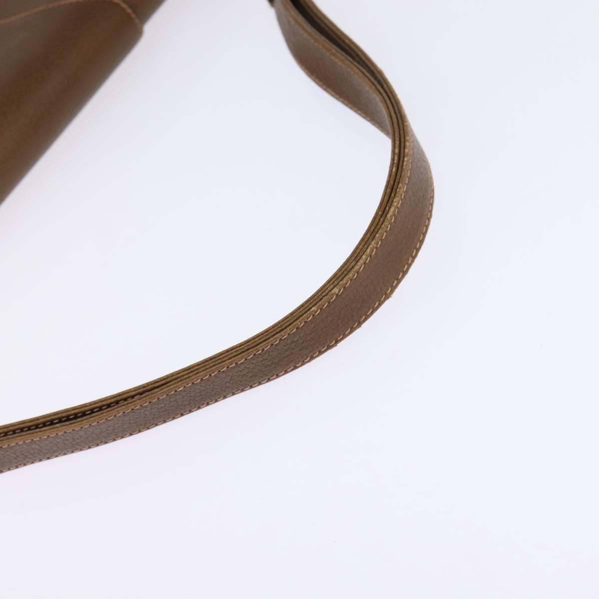 GUCCI Shoulder Bag Leather Gold Brown Auth ep11437