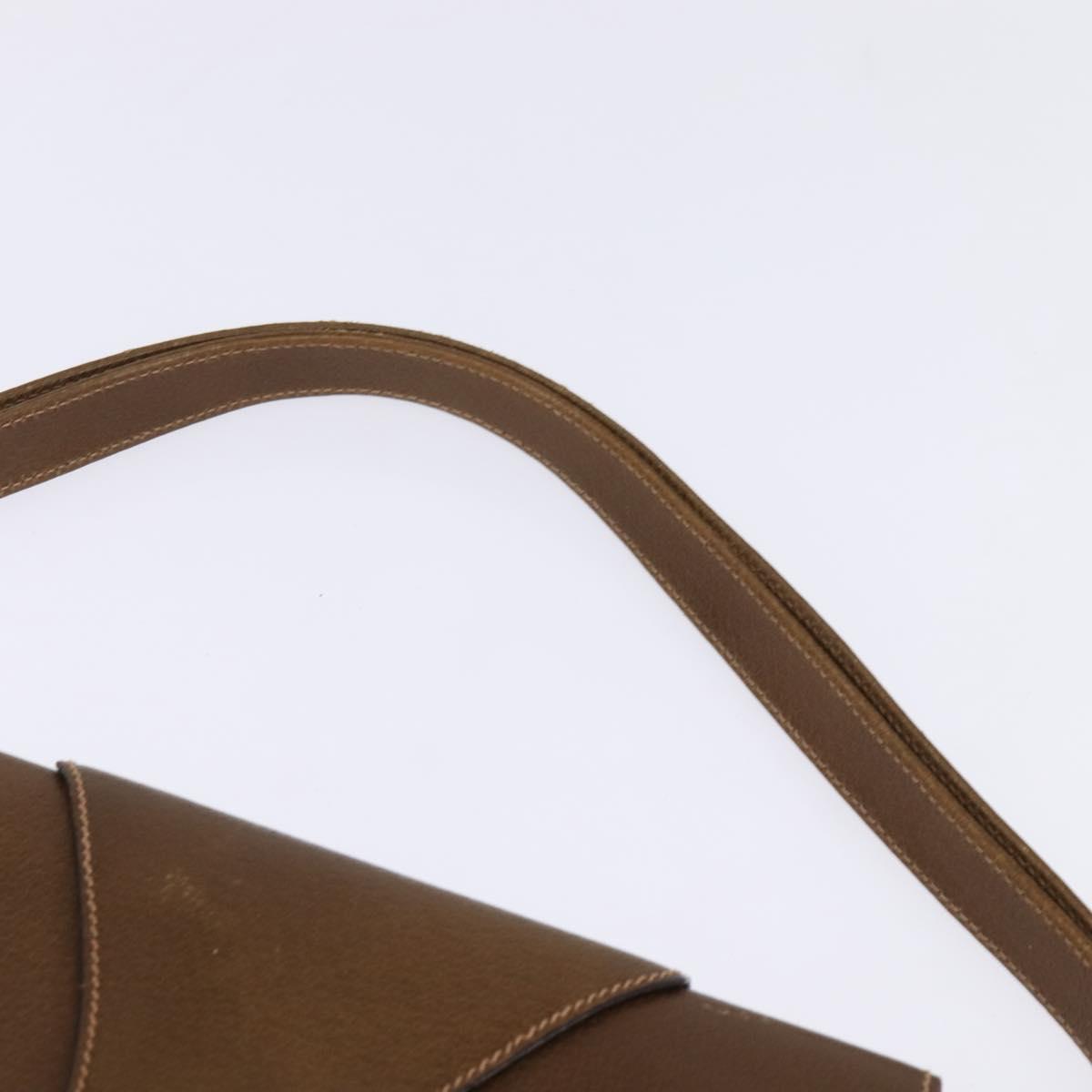 GUCCI Shoulder Bag Leather Gold Brown Auth ep11437