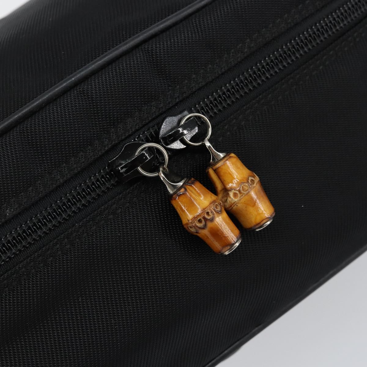 GUCCI Bamboo Vanity Hand Bag Nylon Black 032 1956 0150 Auth ep11439