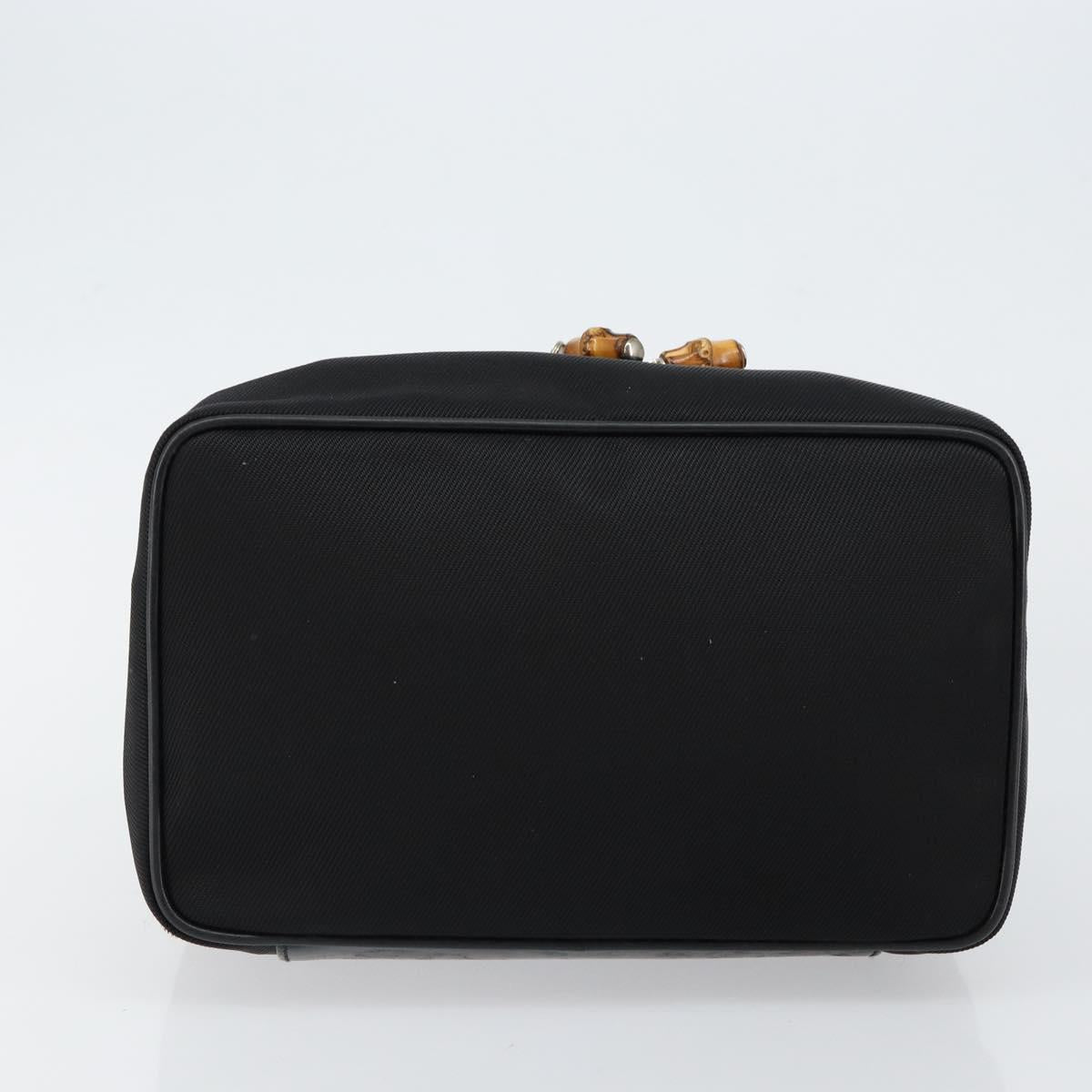 GUCCI Bamboo Vanity Hand Bag Nylon Black 032 1956 0150 Auth ep11439