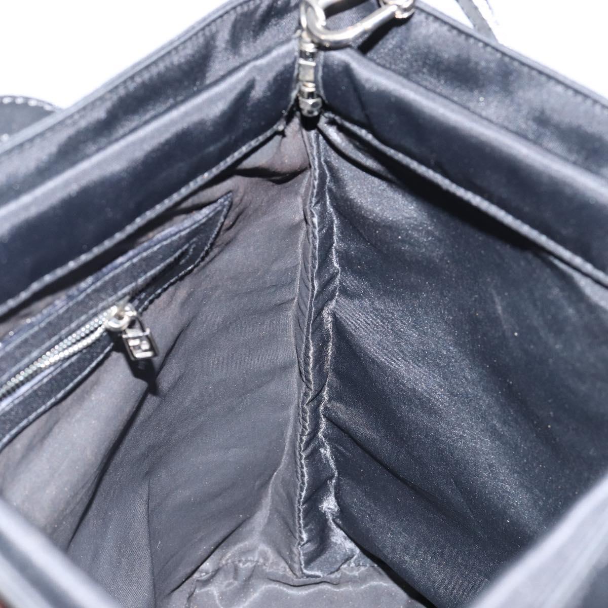 FENDI Hand Bag Nylon 2way Black Silver Auth ep11442