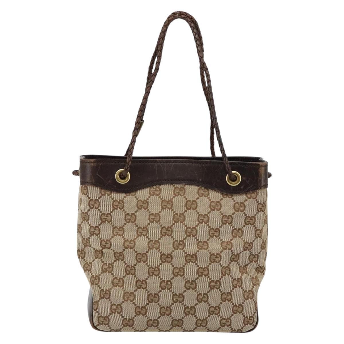GUCCI GG Canvas Shoulder Bag Beige Gold 109143 Auth ep11443