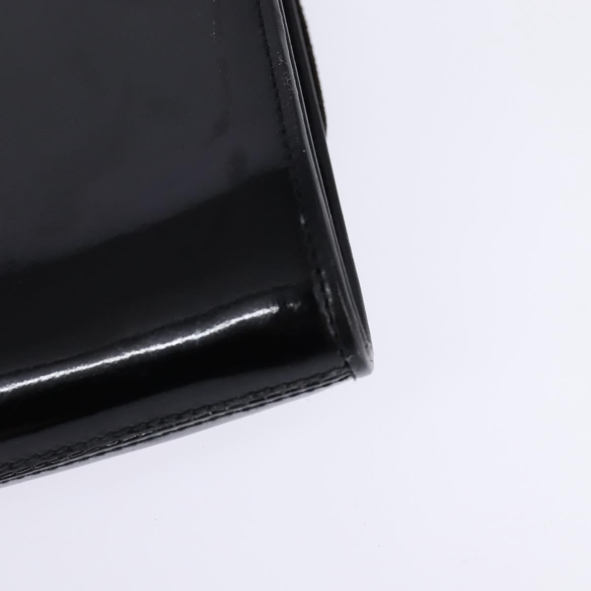 GUCCI Shoulder Bag Enamel Black Gold Auth ep11444