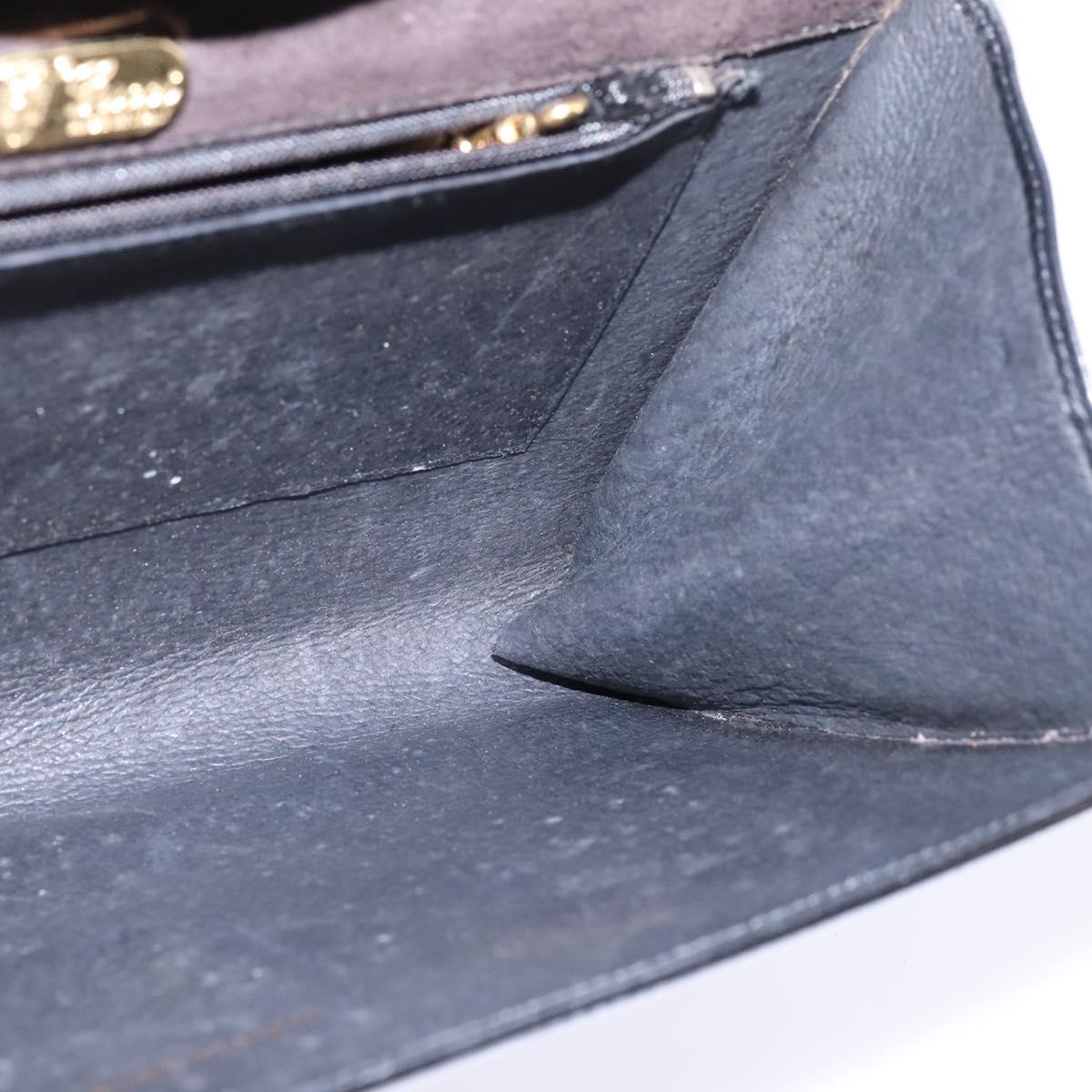 GUCCI Shoulder Bag Enamel Black Gold Auth ep11444