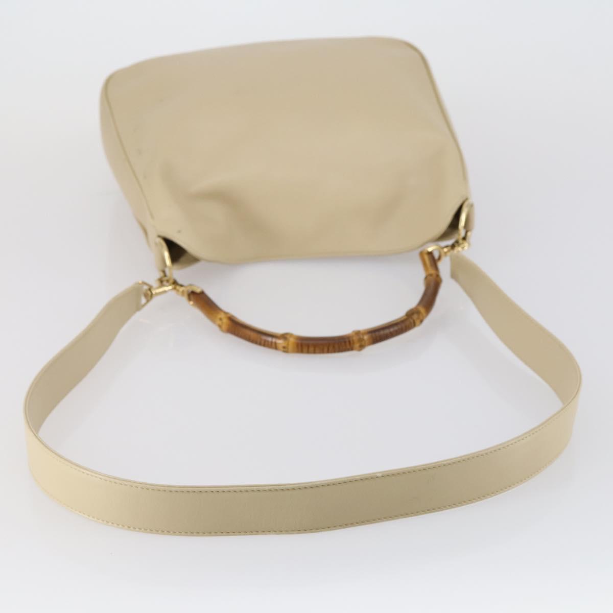 GUCCI Bamboo Hand Bag Leather 2way Beige Gold 001 1638 Auth ep11454