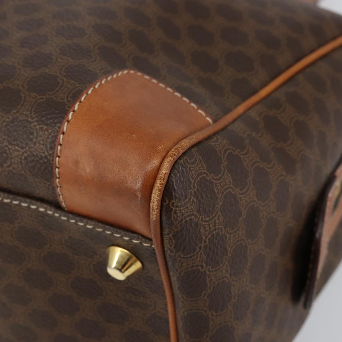 CELINE Macadam Canvas Hand Bag PVC Leather Brown Gold Auth ep11458