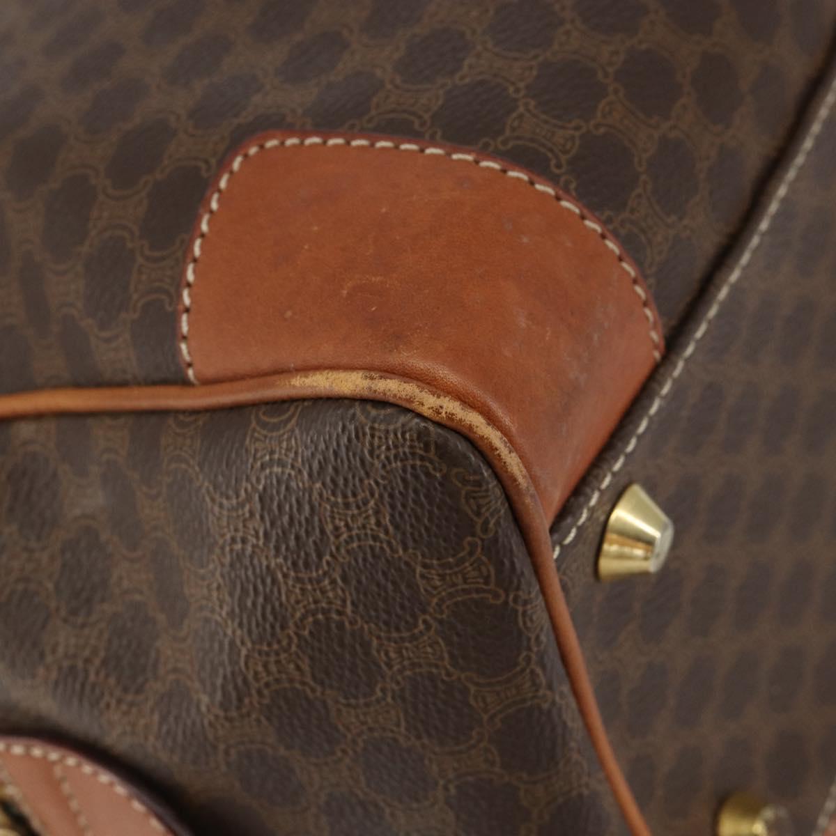 CELINE Macadam Canvas Hand Bag PVC Leather Brown Gold Auth ep11458