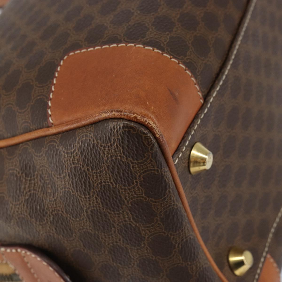 CELINE Macadam Canvas Hand Bag PVC Leather Brown Gold Auth ep11458