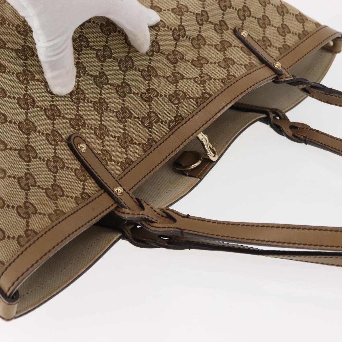 GUCCI GG Canvas Tote Bag Beige Gold 247209 Auth ep11467