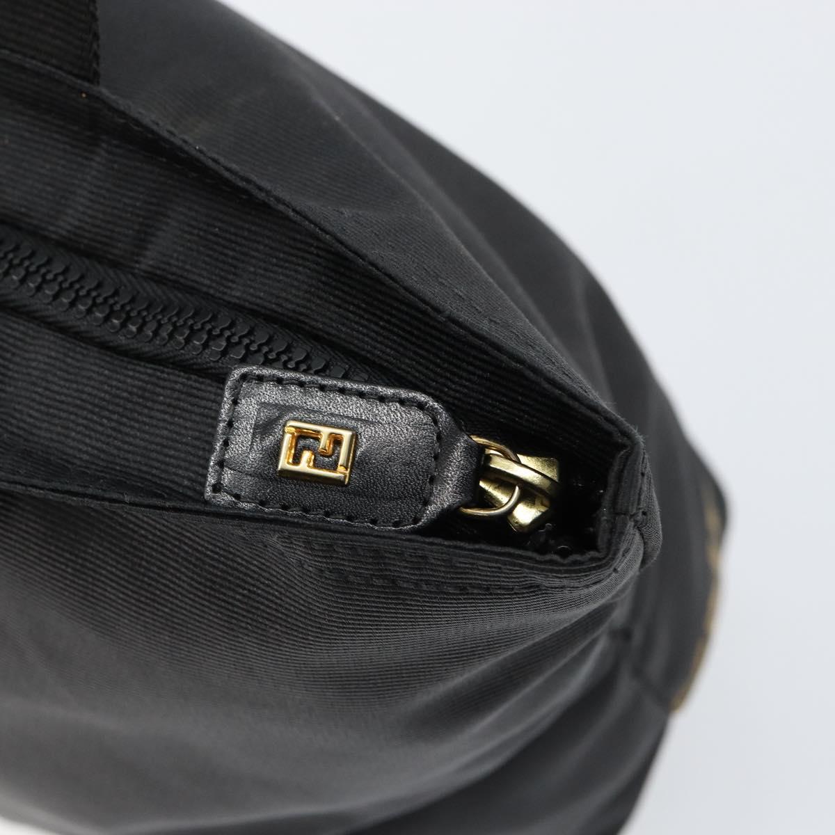 FENDI Hand Bag Nylon Black Gold Auth ep11468