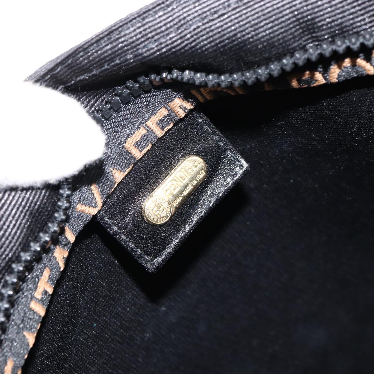 FENDI Hand Bag Nylon Black Gold Auth ep11468