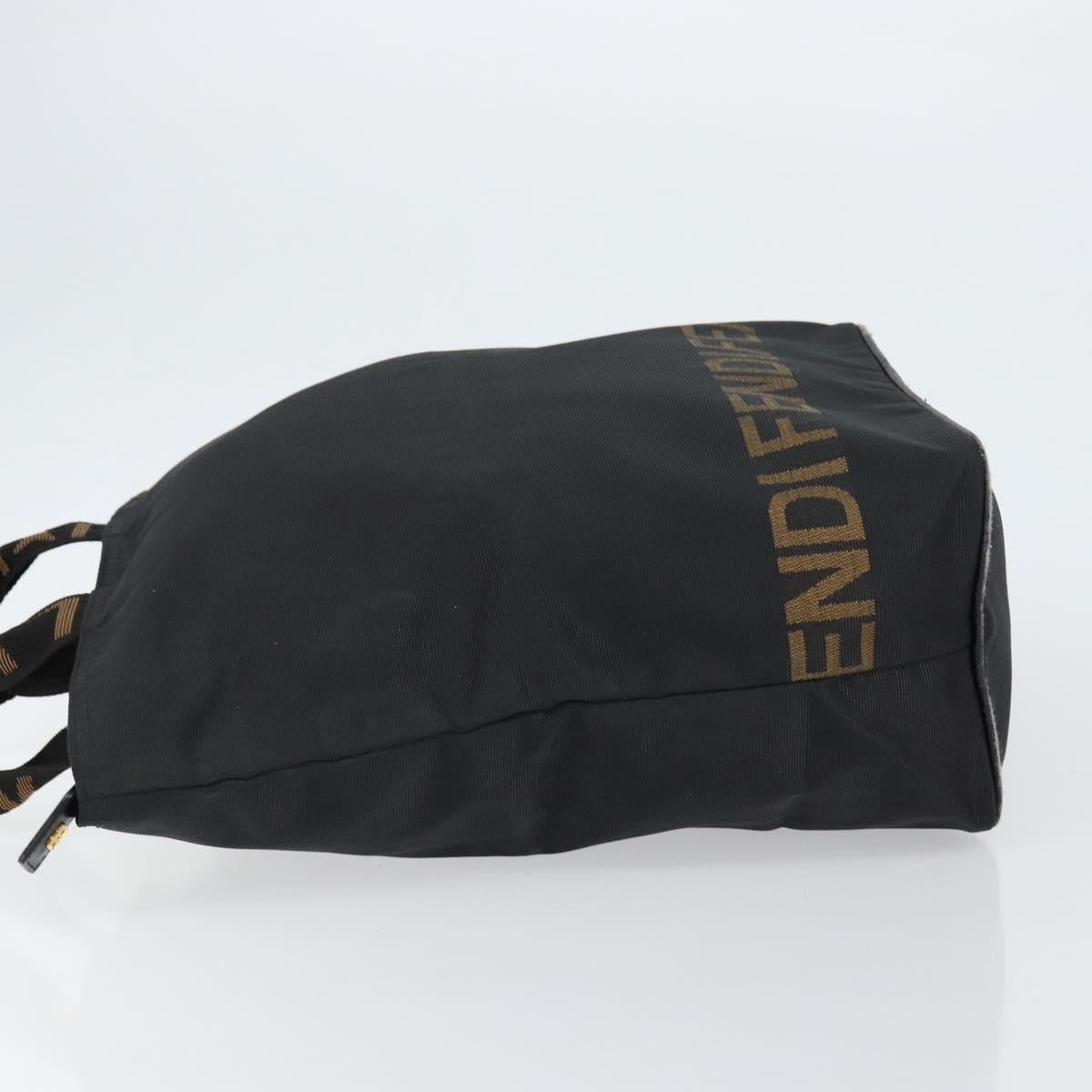 FENDI Hand Bag Nylon Black Gold Auth ep11468