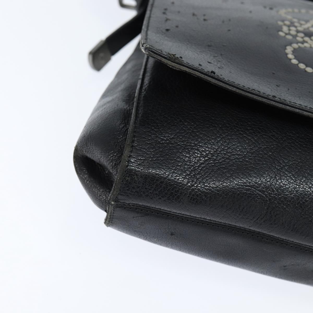 LOEWE Anagram Shoulder Bag Leather Black Gold Auth ep11472