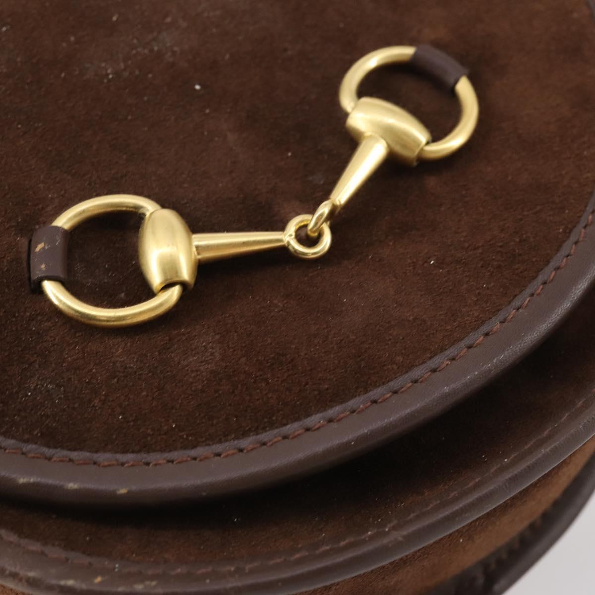 GUCCI Shoulder Bag Suede Brown Gold Auth ep11476