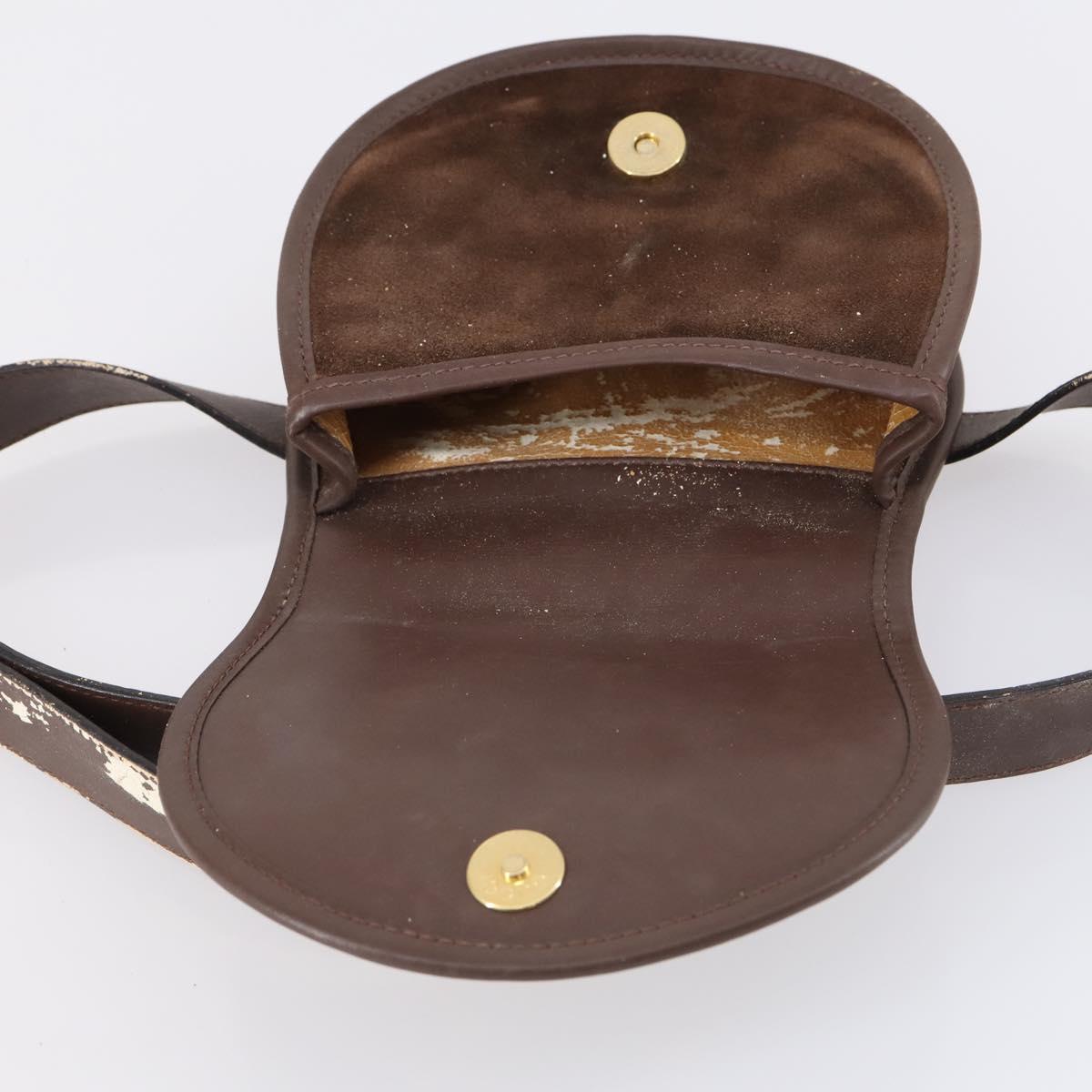 GUCCI Shoulder Bag Suede Brown Gold Auth ep11476