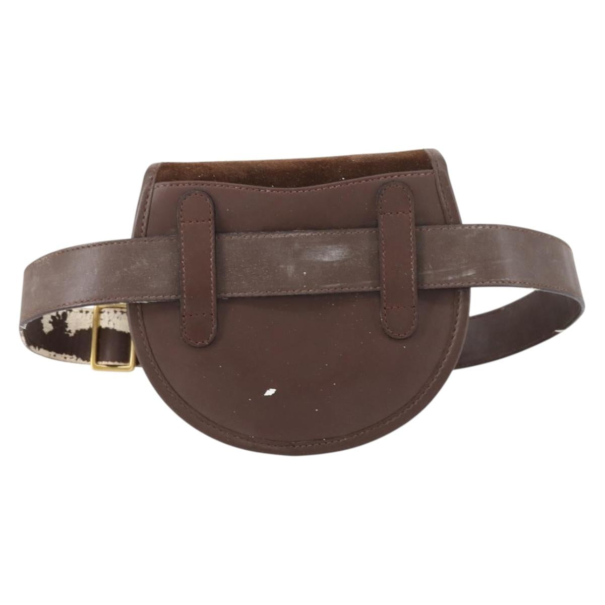 GUCCI Shoulder Bag Suede Brown Gold Auth ep11476