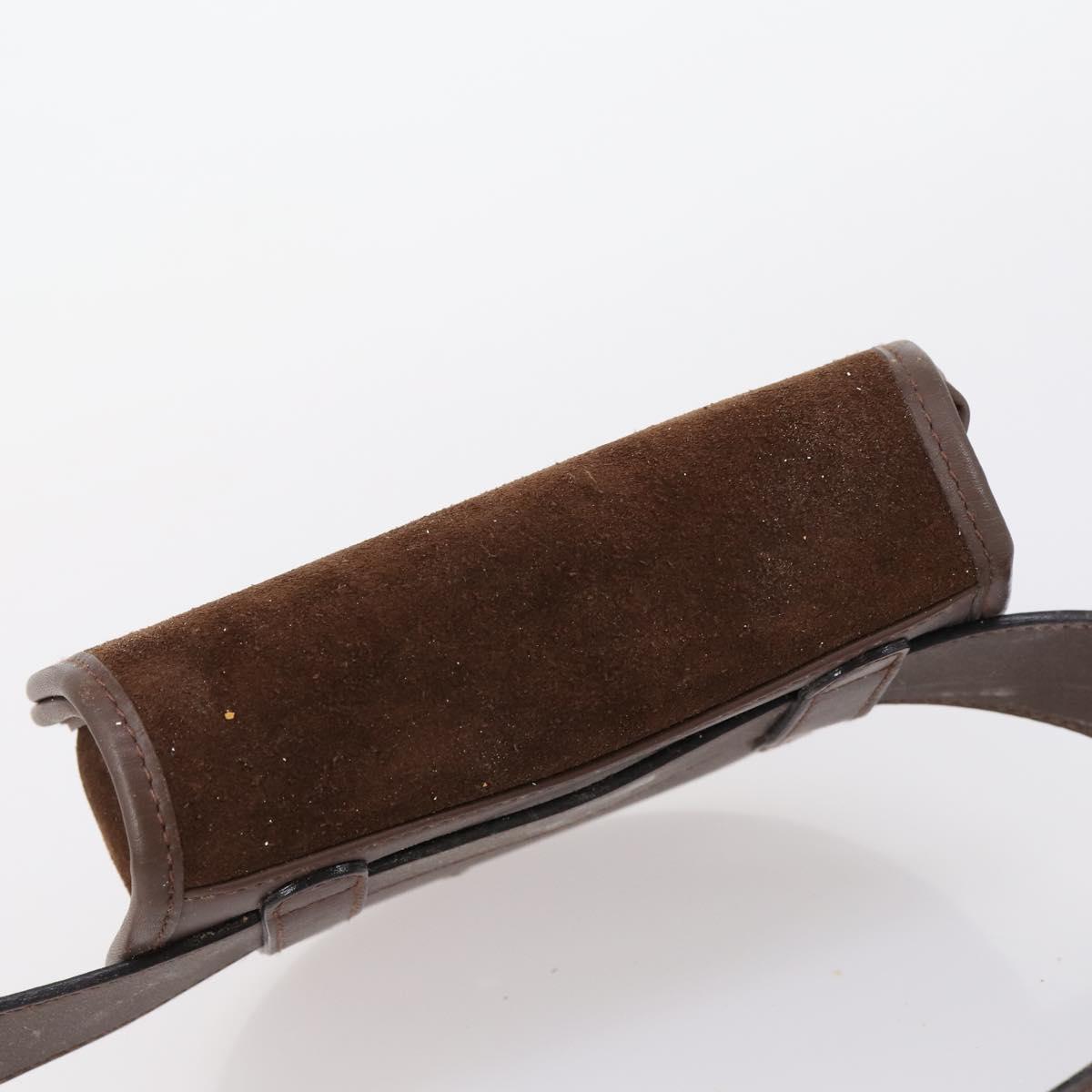 GUCCI Shoulder Bag Suede Brown Gold Auth ep11476