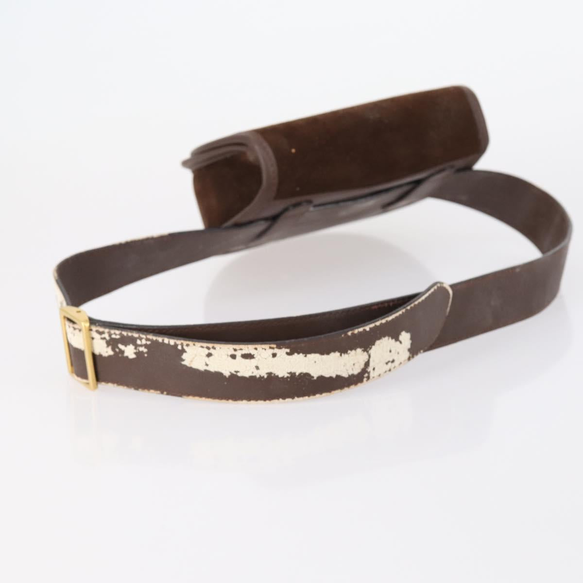 GUCCI Shoulder Bag Suede Brown Gold Auth ep11476