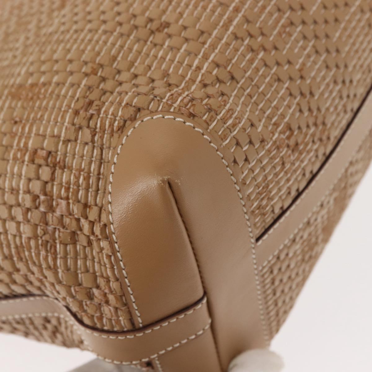 FENDI Tote Bag Leather Beige Gold Auth ep11477