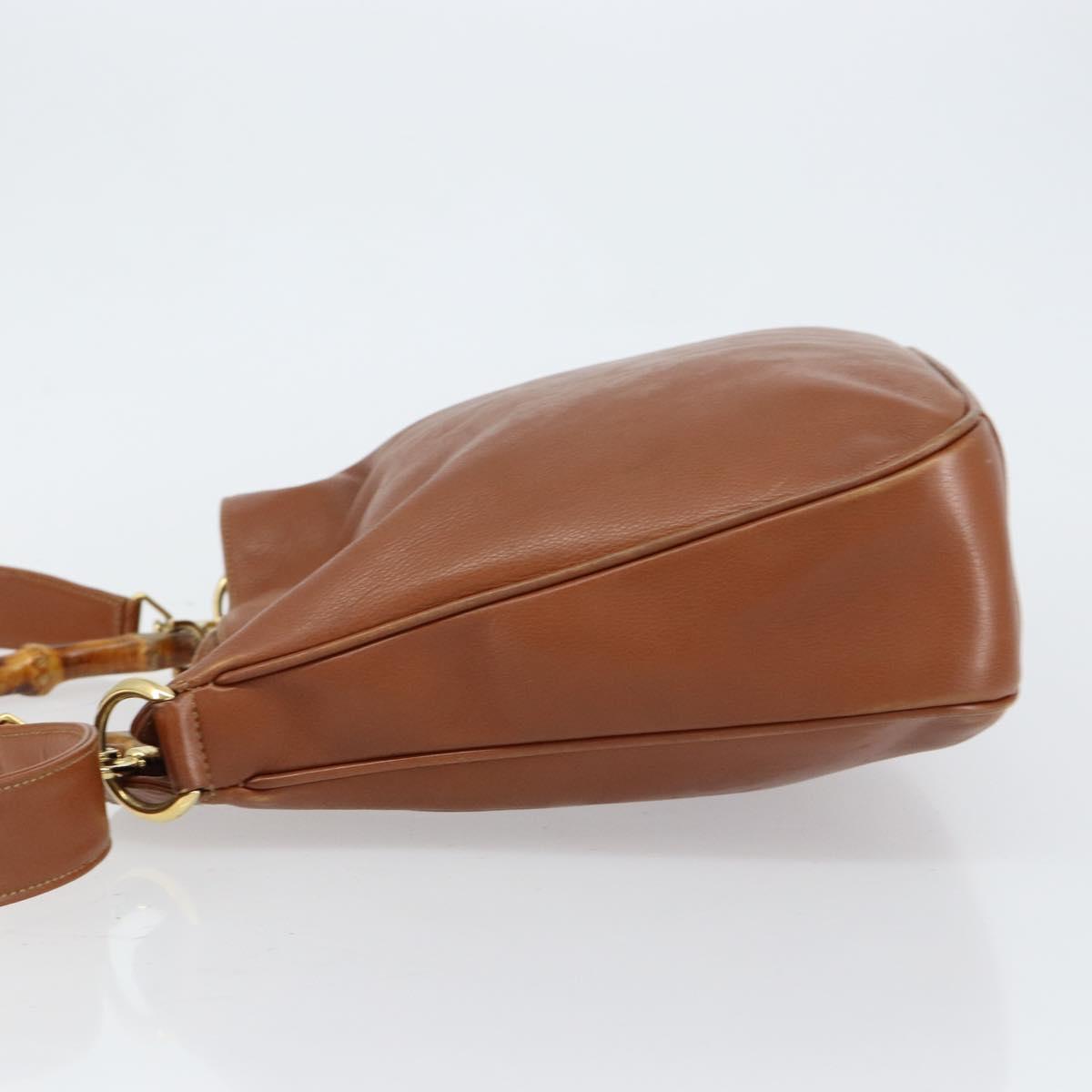 GUCCI Bamboo Hand Bag Leather 2way Brown Gold 001 3444 1638 Auth ep11478