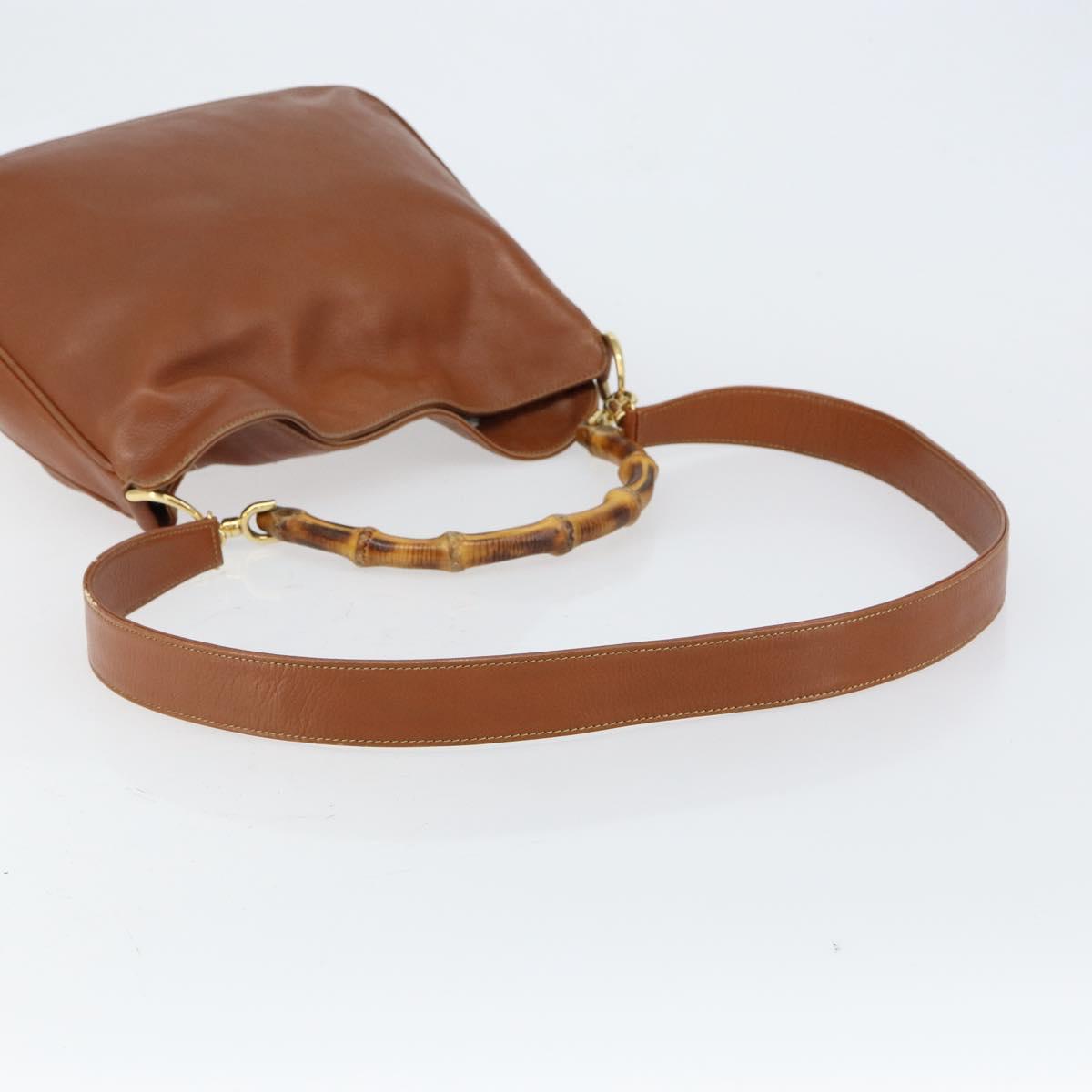 GUCCI Bamboo Hand Bag Leather 2way Brown Gold 001 3444 1638 Auth ep11478