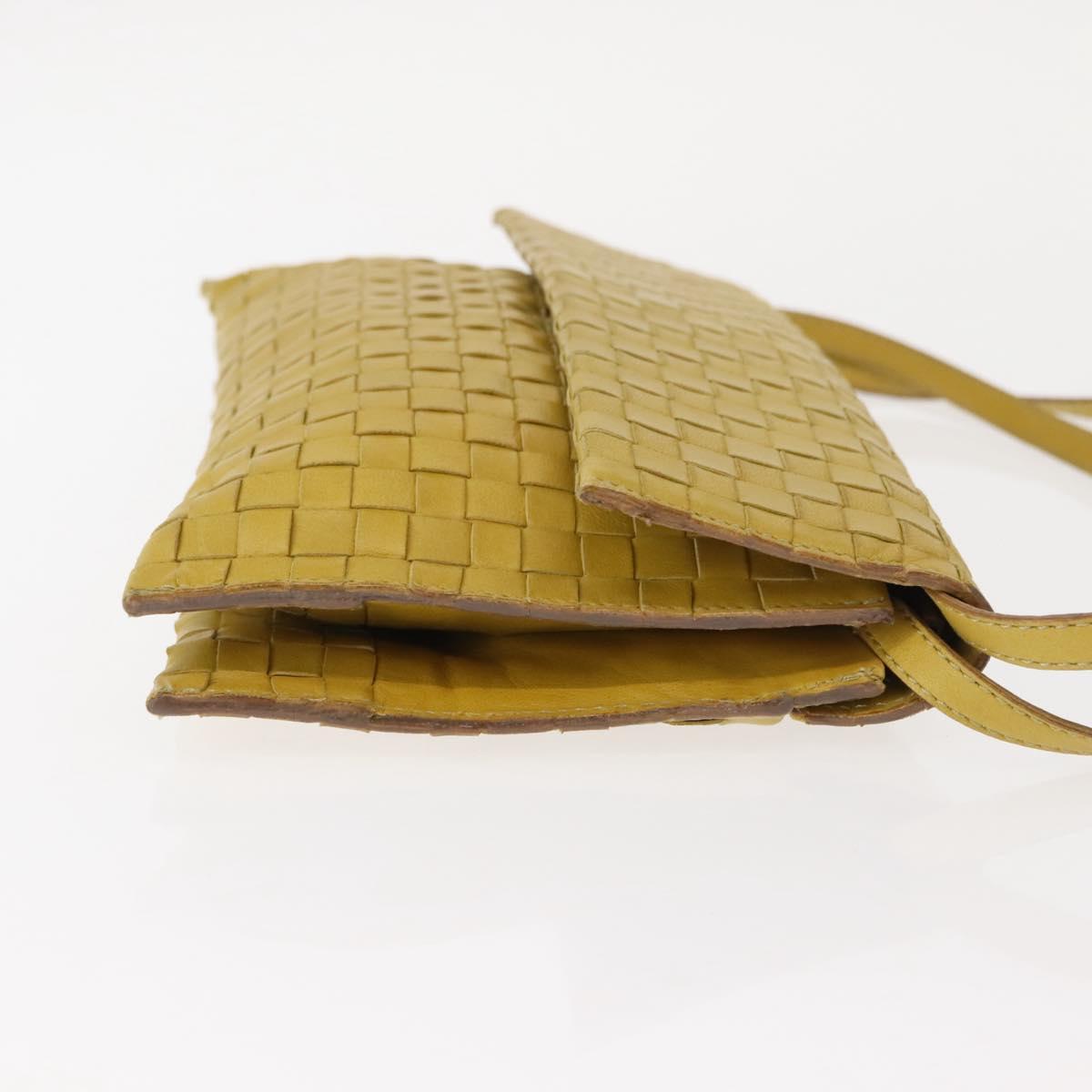 BOTTEGA VENETA INTRECCIATO Shoulder Bag Leather Yellow Auth ep11479