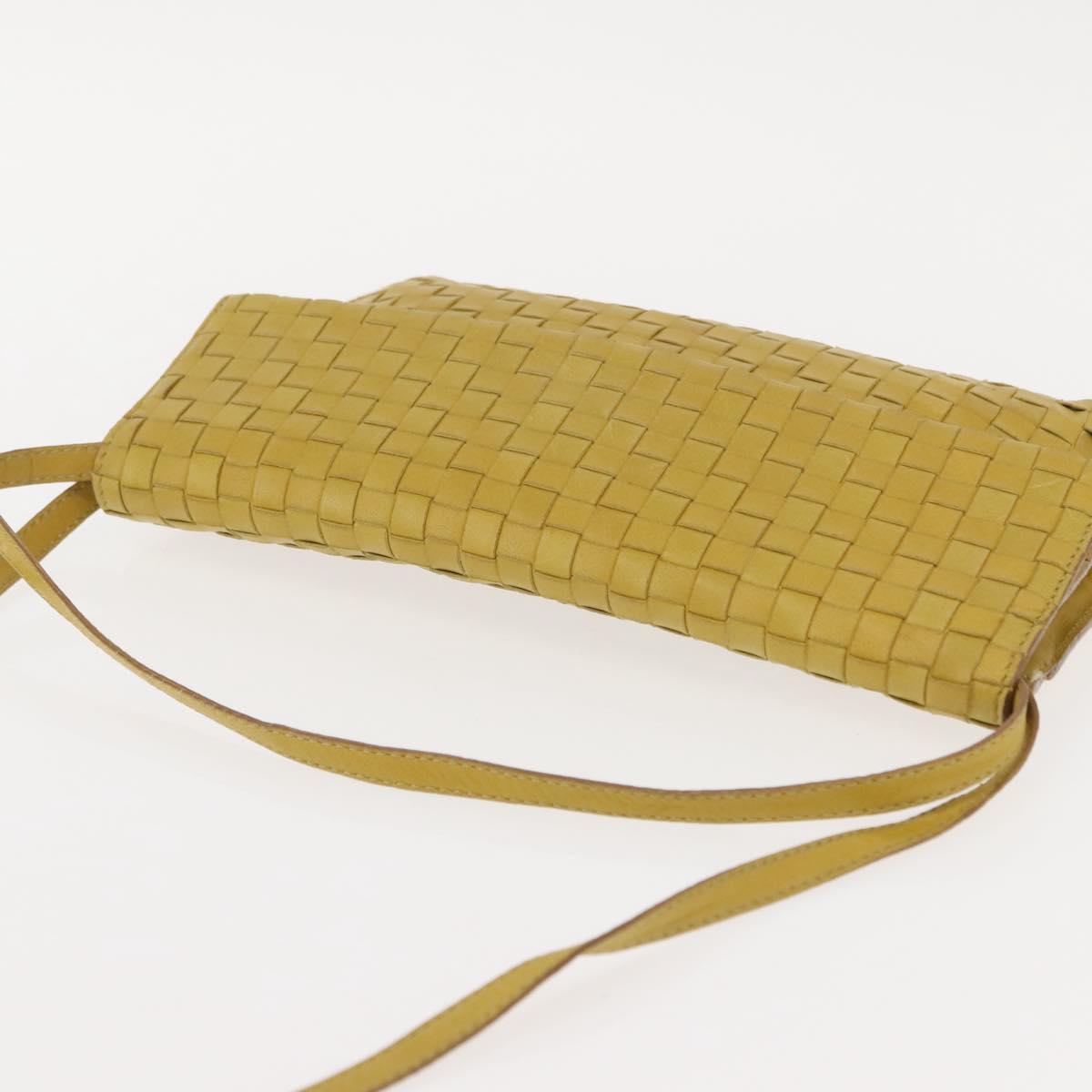 BOTTEGA VENETA INTRECCIATO Shoulder Bag Leather Yellow Auth ep11479