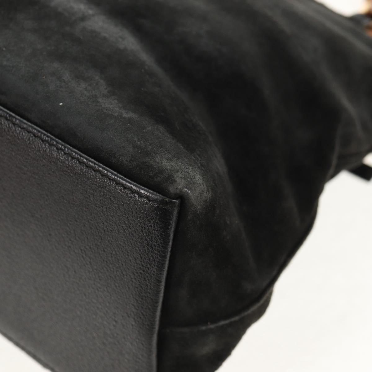 GUCCI Bamboo Hand Bag Suede 2way Black 002 2058 0508 0 Auth ep11483