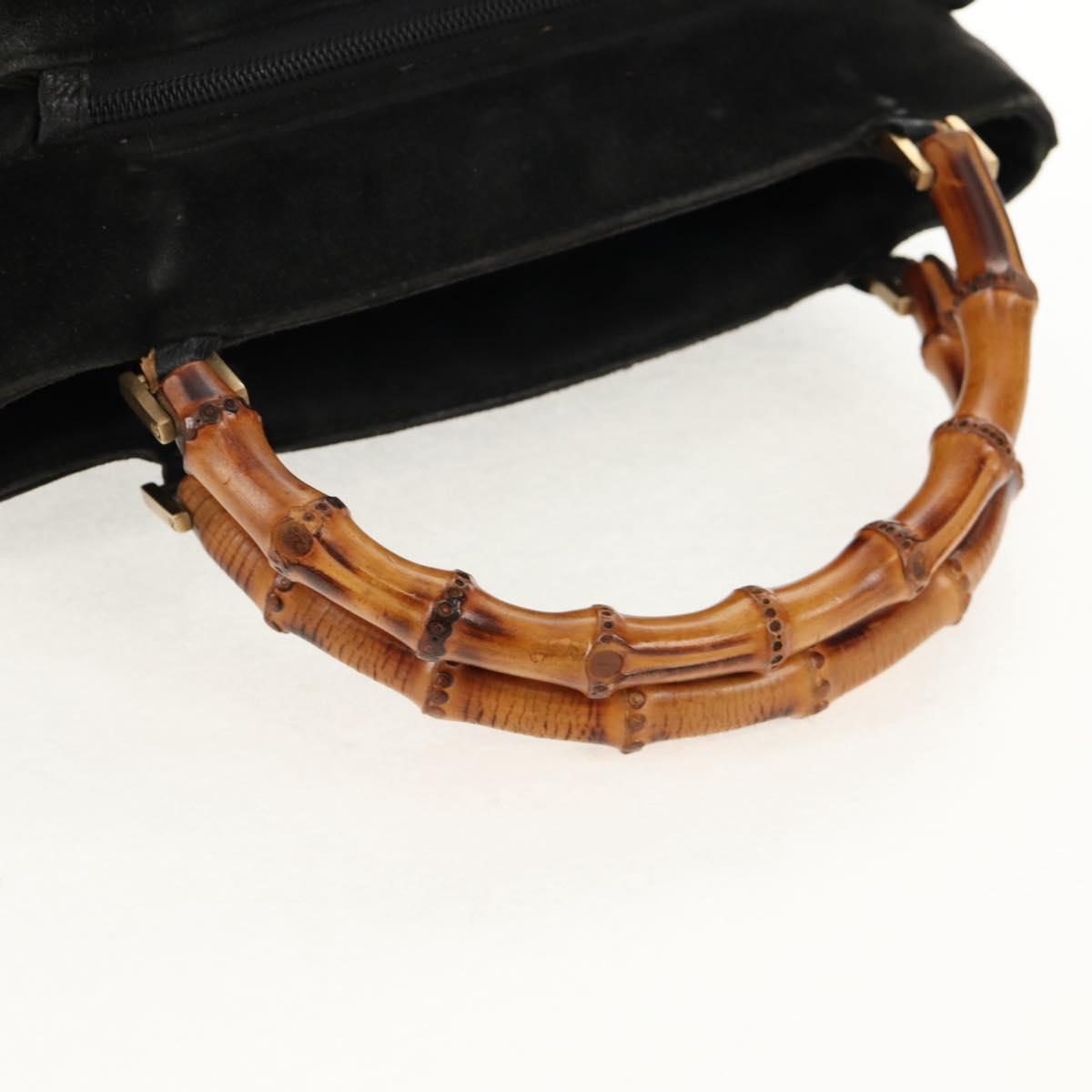 GUCCI Bamboo Hand Bag Suede 2way Black 002 2058 0508 0 Auth ep11483