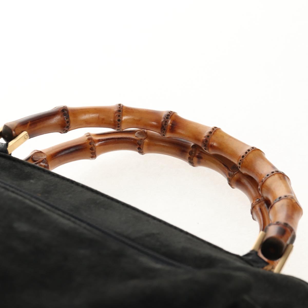 GUCCI Bamboo Hand Bag Suede 2way Black 002 2058 0508 0 Auth ep11483