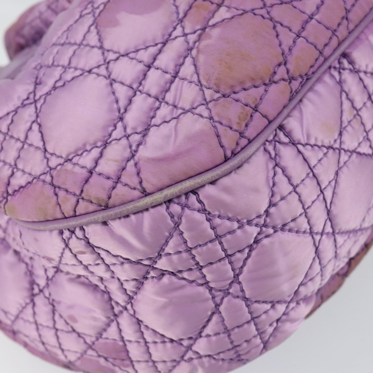 Christian Dior Canage Hand Bag Nylon Leather Purple Silver Auth ep11484
