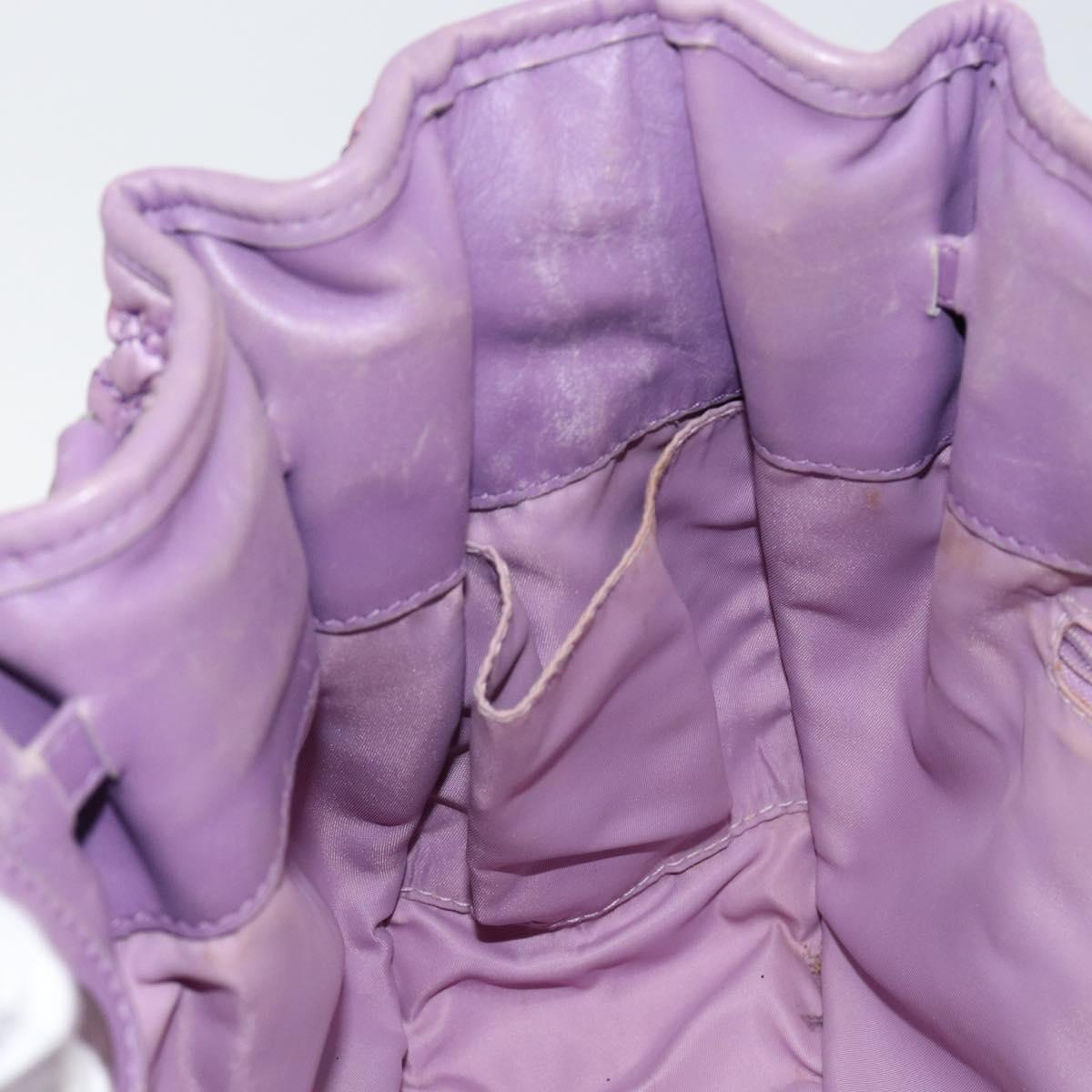 Christian Dior Canage Hand Bag Nylon Leather Purple Silver Auth ep11484