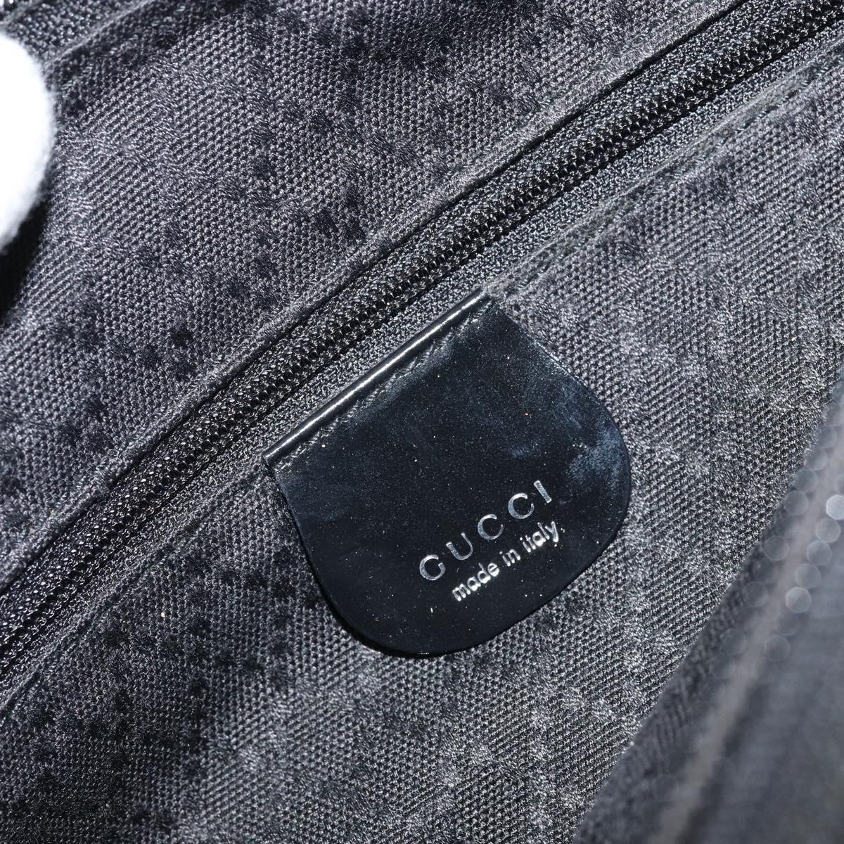 GUCCI Bamboo Hand Bag Nylon Leather Black Silver 000 2404 0509 Auth ep11486